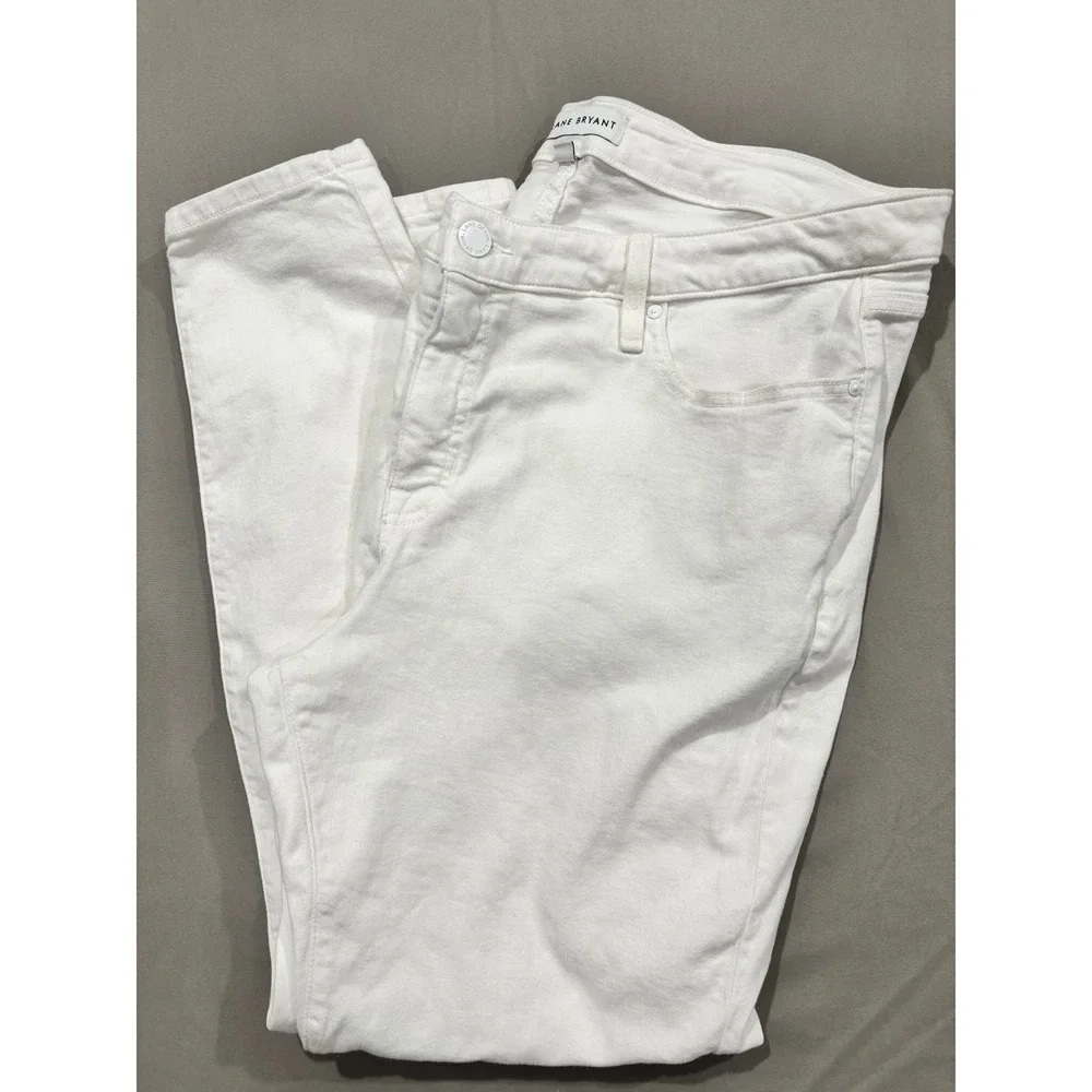 Lane Bryant Womens White Jeans Mid Rise Skinny Size 20 Flex Magic Waistband - Picture 2 of 9